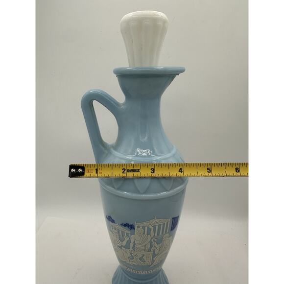 Vintage 1961 Jim Beam Grecian Blue Milk Glass Whiskey Decanter 4/5 Qt. With Lid - Picture 5 of 8